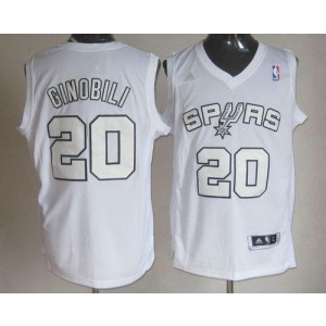 NBA Spurs 20 Manu Ginobili White Winter On-Court Men Jersey