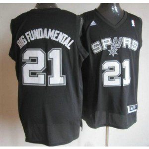 NBA Spurs 21 Tim Duncan Black Big Fundamental Men Jersey