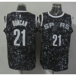 NBA Spurs 21 Tim Duncan Black City Luminous Men Jersey