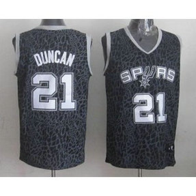 NBA Spurs 21 Tim Duncan Black Crazy Light Men Jersey
