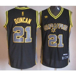 NBA Spurs 21 Tim Duncan Black Electricity Men Jersey
