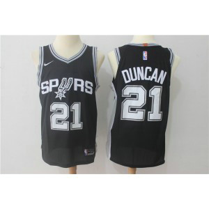 NBA Spurs 21 Tim Duncan Black Nike Men Jersey