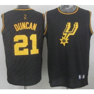 NBA Spurs 21 Tim Duncan Black Precious Metals Men Jersey