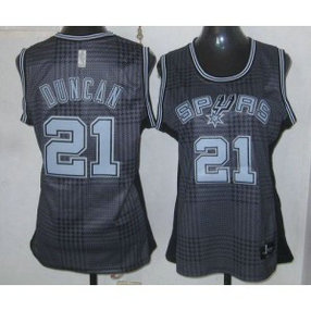 NBA Spurs 21 Tim Duncan Black Rhythm Women Jersey