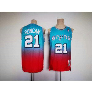 NBA Spurs 21 Tim Duncan Blue Red Basketball Men Jersey