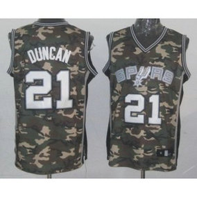 NBA Spurs 21 Tim Duncan Camo Stealth Collection Men Jersey
