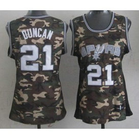 NBA Spurs 21 Tim Duncan Camo Stealth Collection Women Jersey