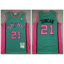 NBA Spurs 21 Tim Duncan Green 1998-99 Hardwood Classics Men Jersey