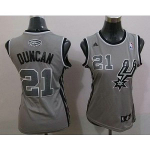 NBA Spurs 21 Tim Duncan Grey Alternate Women Jersey