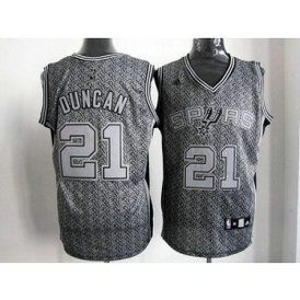 NBA Spurs 21 Tim Duncan Grey Static Men Jersey
