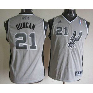 NBA Spurs 21 Tim Duncan Grey Youth Jersey 1
