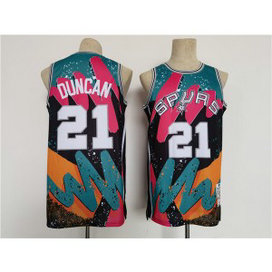 NBA Spurs 21 Tim Duncan Throwback Basketball Men Jersey