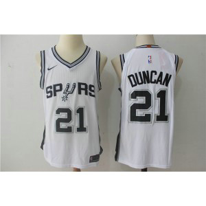 NBA Spurs 21 Tim Duncan White Nike Men Jersey