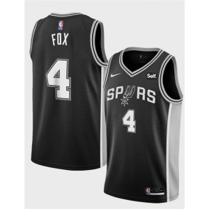 NBA Spurs 4 De'Aaron Fox Black Icon Edition Nike Men Jersey