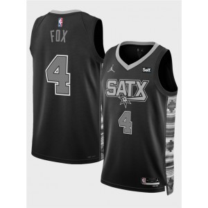 NBA Spurs 4 De'Aaron Fox Black Statement Edition Jordan Men Jersey