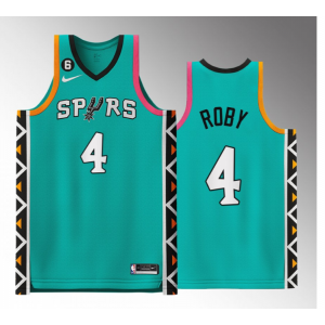 NBA Spurs 4 Isaiah Roby Teal City Edition 2022-23 New Nike Men Jersey
