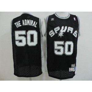 NBA Spurs 50 David Robinson Black The Admiral Nickname Men Jersey