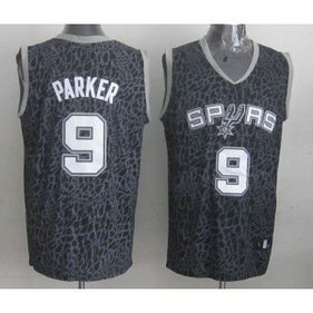 NBA Spurs 9 Tony Parker Black Crazy Light Men Jersey