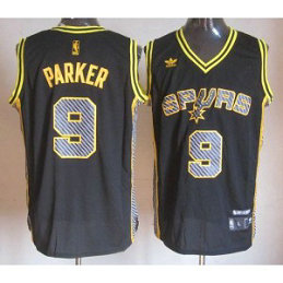 NBA Spurs 9 Tony Parker Black Electricity Men Jerseys
