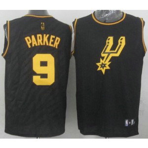 NBA Spurs 9 Tony Parker Black Precious Metals Men Jersey