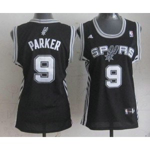 NBA Spurs 9 Tony Parker Black Road Women Jersey