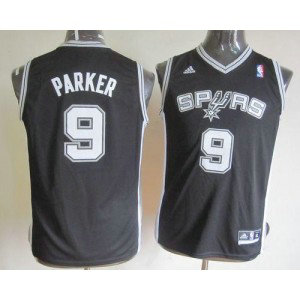 NBA Spurs 9 Tony Parker Black Youth Jersey 1