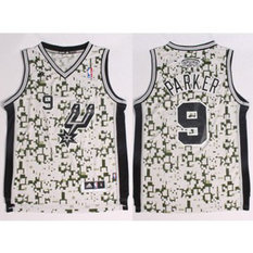 NBA Spurs 9 Tony Parker Camo Men Jersey