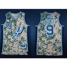 NBA Spurs 9 Tony Parker Camo Men Jerseys