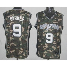 NBA Spurs 9 Tony Parker Camo Stealth Collection Men Jersey