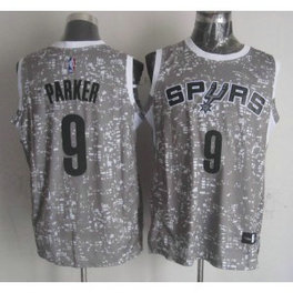 NBA Spurs 9 Tony Parker Gray City Luminous Men Jersey