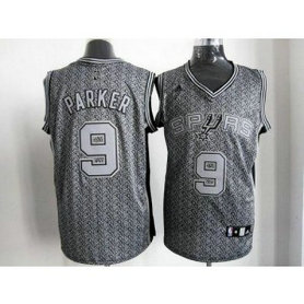 NBA Spurs 9 Tony Parker Grey Static Men Jersey