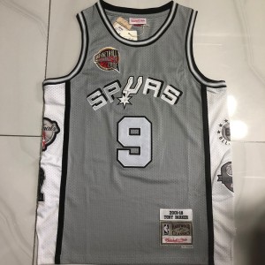NBA Spurs 9 Tony Parker Grey Throwback Men Jersey