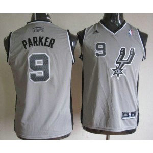 NBA Spurs 9 Tony Parker Grey Youth Jersey 1