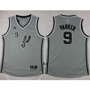 NBA Spurs 9 Tony Parker Grey Youth Jersey