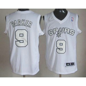 NBA Spurs 9 Tony Parker White Winter On-Court Men Jersey