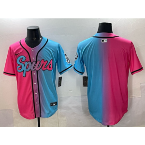 NBA Spurs Blank Blue Pink Split Baseball Vapor Limited Men Jersey
