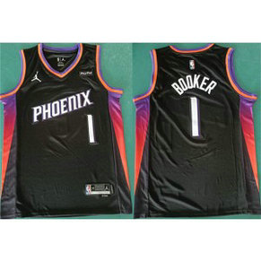 NBA Suns 1 Devin Booker Black 2025 Statement Edition Jordan Men Jersey