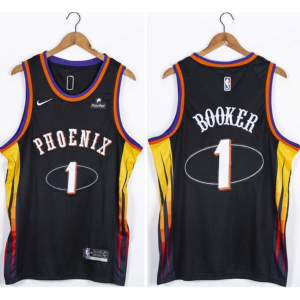 NBA Suns 1 Devin Booker Black 75th Anniversary Nike Men Jersey