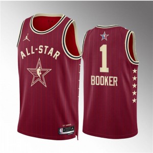 NBA Suns 1 Devin Booker Crimson 2024 All Star Jordan Men Jersey