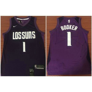 NBA Suns 1 Devin Booker Purple City Edition Nike Swingman Men Jersey
