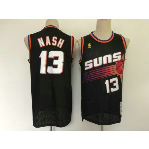 NBA Suns 13 Steve Nash Black Hardwood Classics Men Jersey