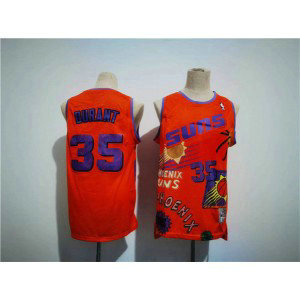 NBA Suns 35 Kevin Durant Orange Throwback Men Jersey