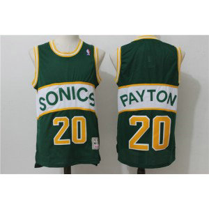 NBA Supersonics 20 Gary Payton Green Hardwood Classics Men Jersey
