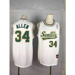 NBA Supersonics 34 Ray Allen White Nike Men Jersey