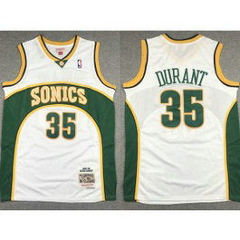 NBA Supersonics 35 Kevin Durant White Men Jersey