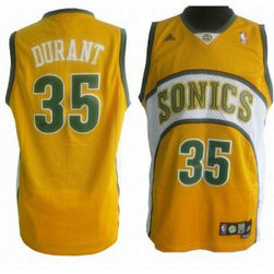 NBA Supersonics 35 Kevin Durant Yellow Men Jersey 1