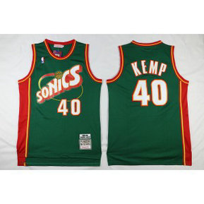 NBA Supersonics 40 Shawn Kemp Throwback Green Men Jersey 1