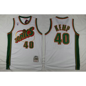 NBA Supersonics 40 Shawn Kemp White Men Jersey