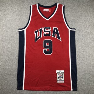NBA Team USA 9 Michael Jordan Red Throwback Men Jersey