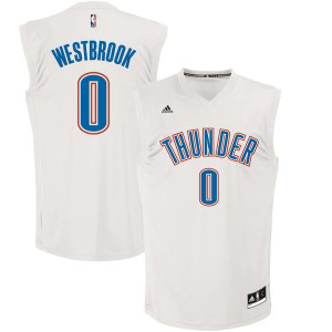 NBA Thunder 0 Russell Westbrook Adidas Fashion Replica White Men Jersey